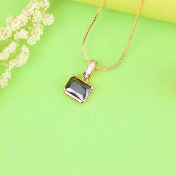"Chic Black Emerald Cut Pendant with Gold Plated Baguette Bail, XPPT1778 - Picture 12 of 13